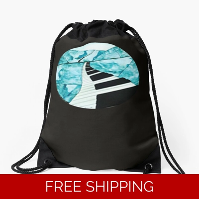 Le Studio Drawstring Bag Black Piano Window Logo Full